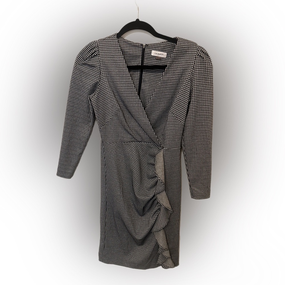 Calvin Klein houndstooth shimmer dress 4P